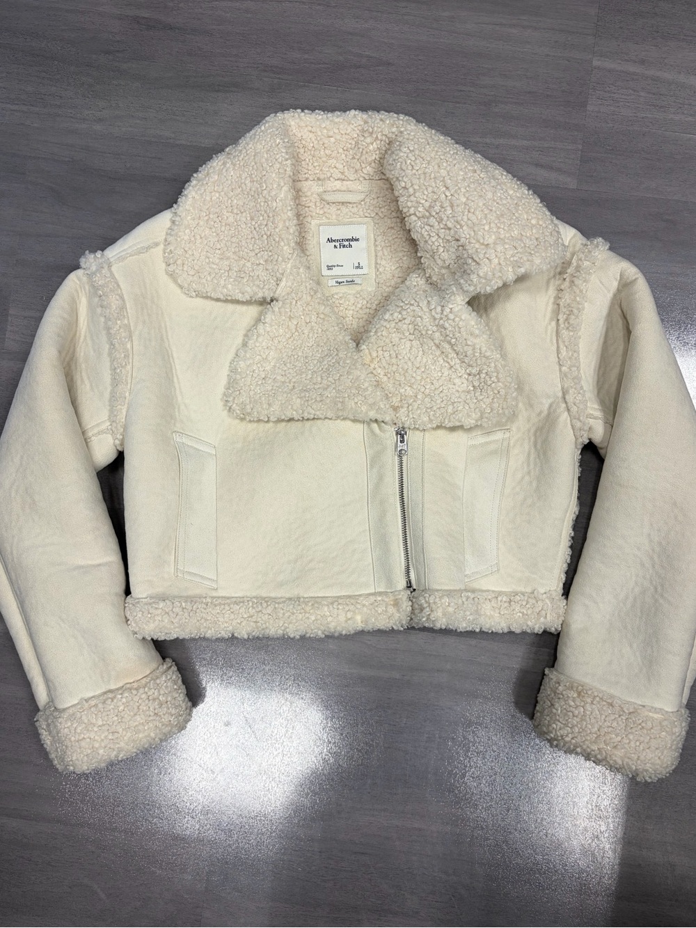 Abercrombie & Fitch Cozy Faux Vegan Shearling Jacket